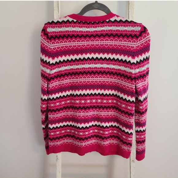 Talbots Medium Petite fair isle lambswool blend button down cardigan sweater - Picture 5 of 5